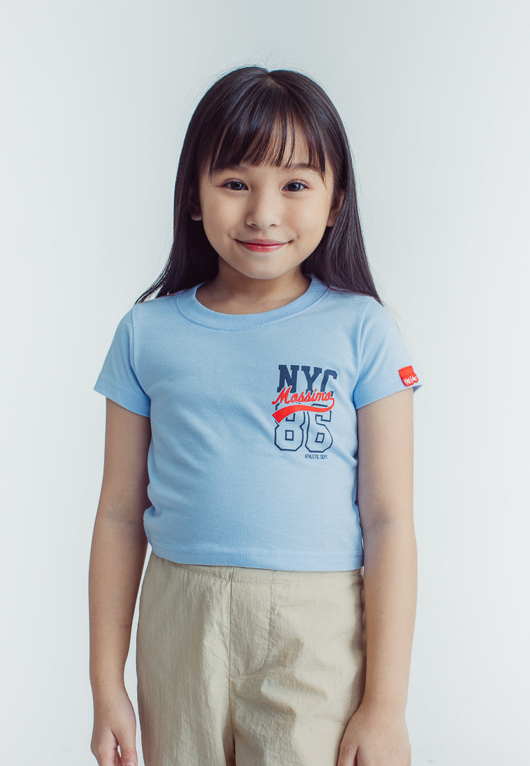 Mossimo Kids Romelyn Skyway Blue Basic Cropped Fit Tee