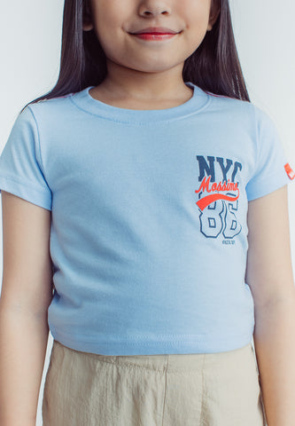 Mossimo Kids Romelyn Skyway Blue Basic Cropped Fit Tee