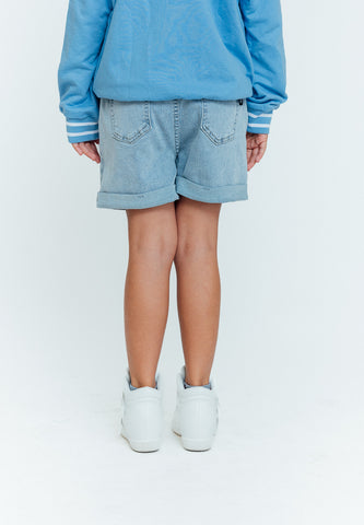 Mossimo Kids Risha Light Blue Paper Bag Waist Roll Up Hem Denim  Shorts