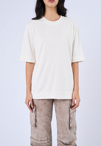 Mossimo Felicity Off White Round Neck Tshirt