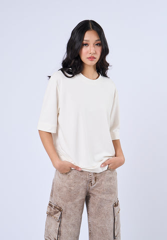 Mossimo Felicity Off White Round Neck Tshirt