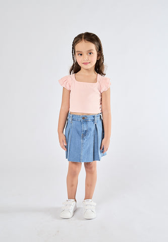 Mossimo Kids Euleen Pink Ruffle Trim Square Neck Cropped Top