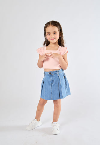 Mossimo Kids Euleen Pink Ruffle Trim Square Neck Cropped Top