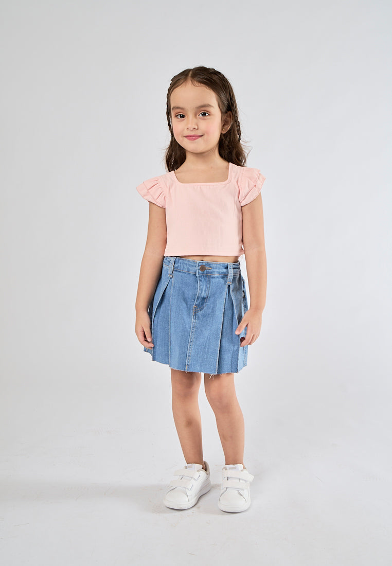 Mossimo Kids Euleen Pink Ruffle Trim Square Neck Cropped Top