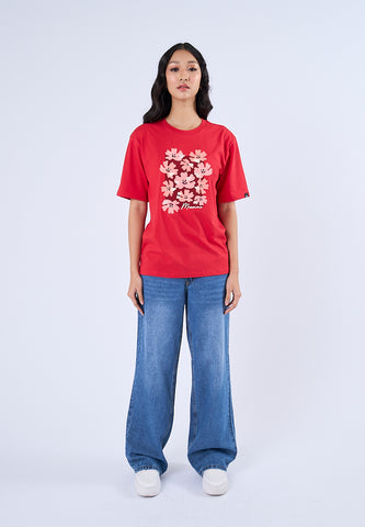 Mossimo Riley Red Floral Modern Fit Tee