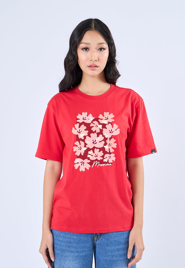 Mossimo Riley Red Floral Modern Fit Tee