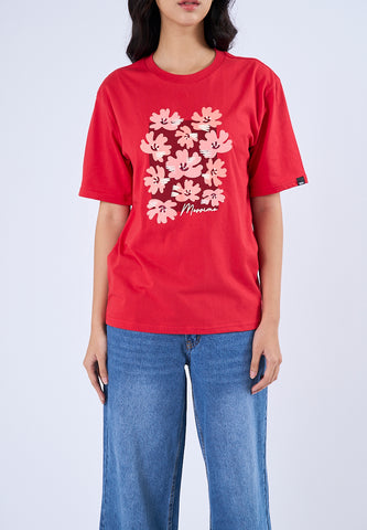 Mossimo Riley Red Floral Modern Fit Tee