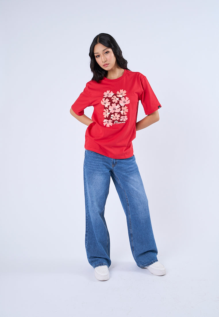 Mossimo Riley Red Floral Modern Fit Tee