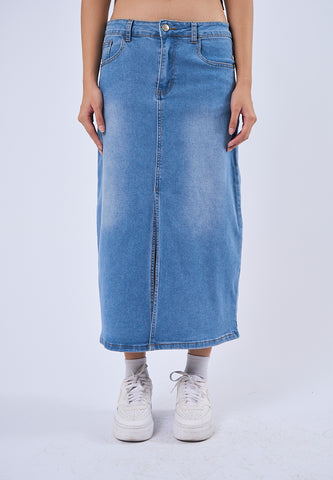 Mossimo Emilia Medium Blue Straight Denim Skirt