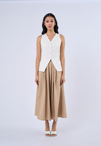 Mossimo Maddie Beige Pleated Long Skirt