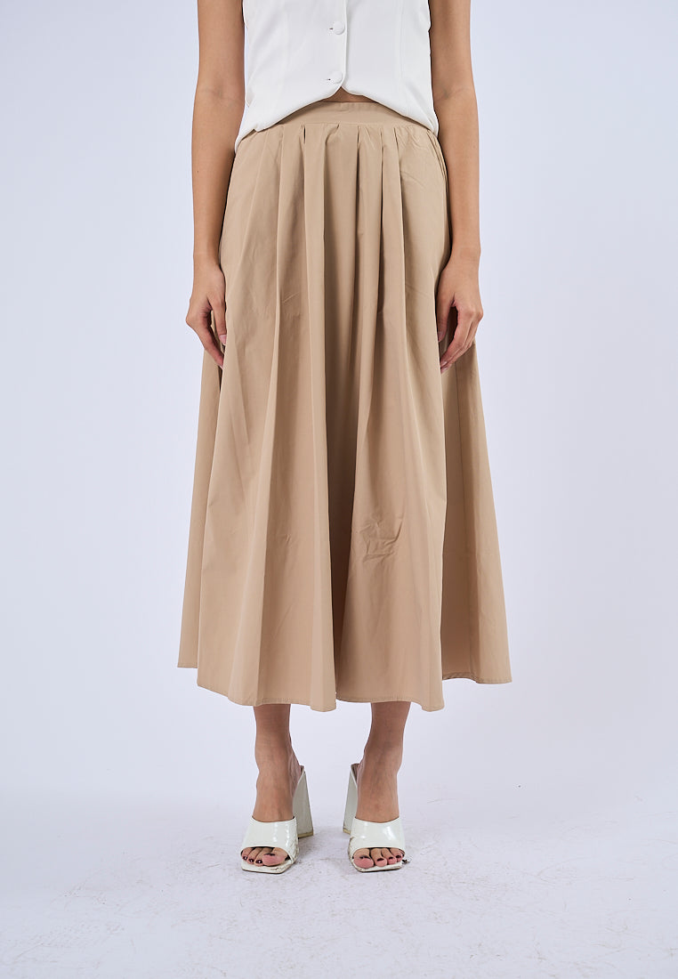 Mossimo Maddie Beige Pleated Long Skirt