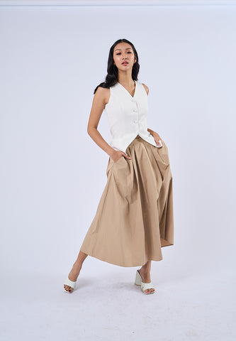 Mossimo Maddie Beige Pleated Long Skirt