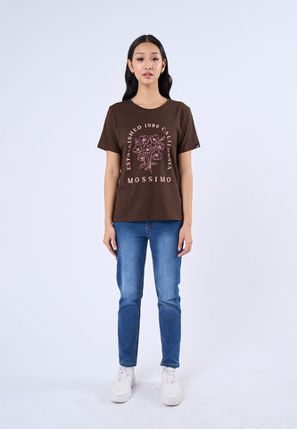 Mossimo Parker Choco Brown Floral Classic Fit Tee