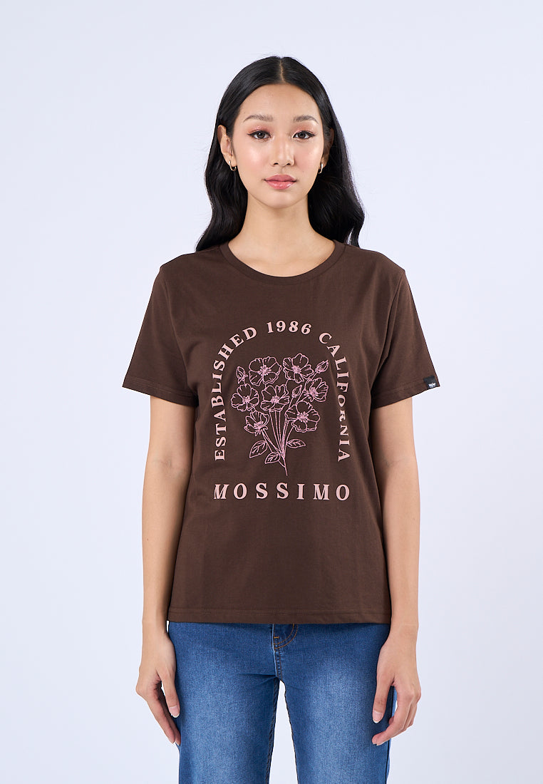 Mossimo Parker Choco Brown Floral Classic Fit Tee