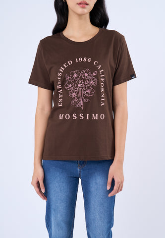 Mossimo Parker Choco Brown Floral Classic Fit Tee