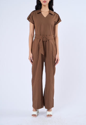 Mossimo Palmira Choco Brown Wide Leg Jumpsuit