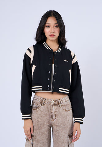 Mossimo Reese Black Beige Boxy Cropped Jacket