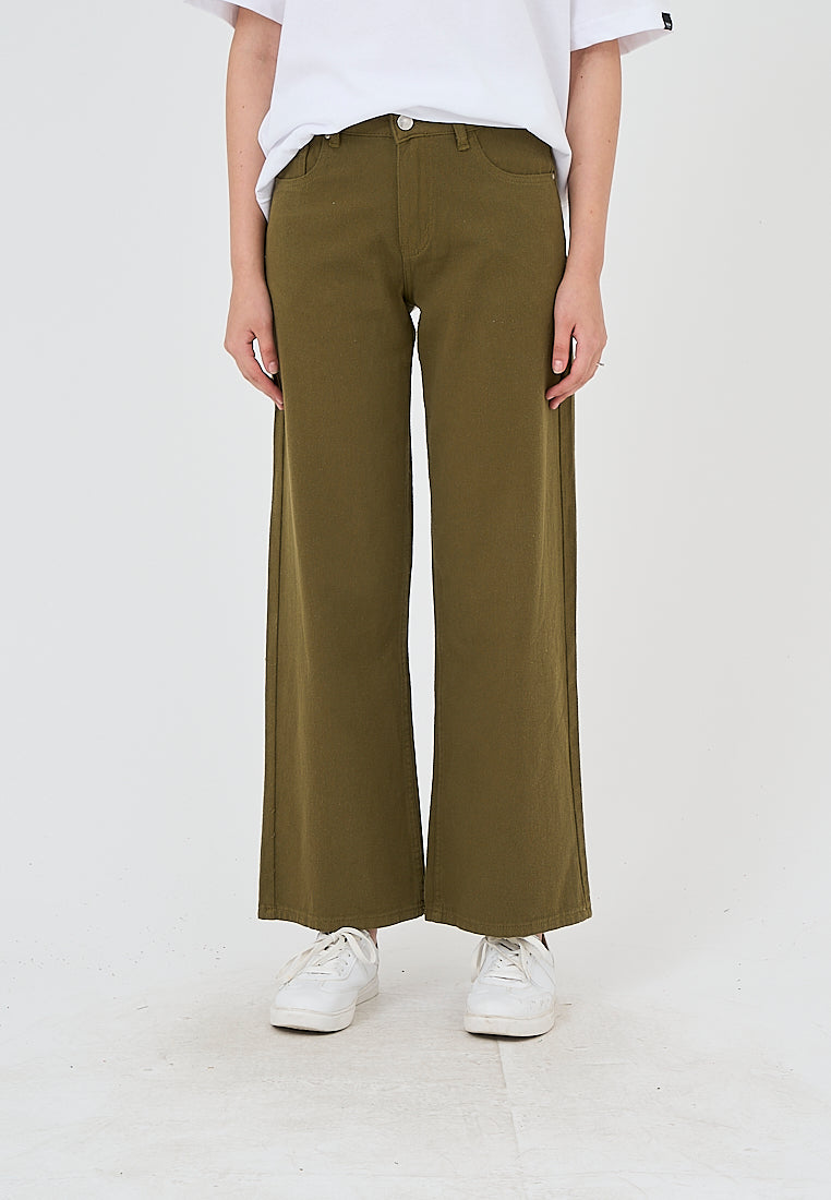 Mossimo Vivien Olive Green Five Pocket Wide Leg Mid Pants