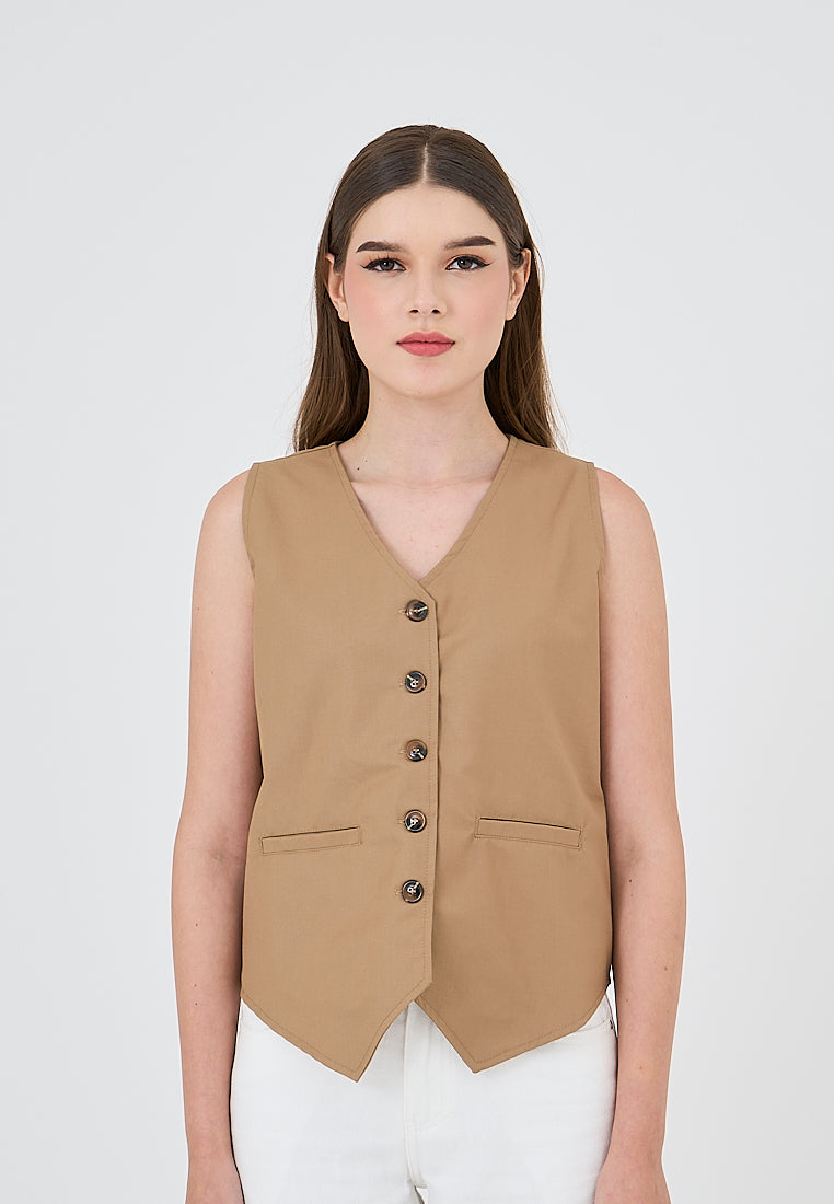 Mossimo Claudia Almond Brown Sleeveless Vest Top