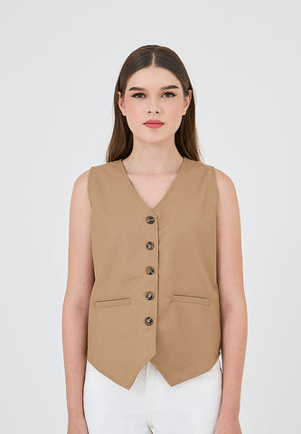 Mossimo Claudia Almond Brown Sleeveless Vest Top