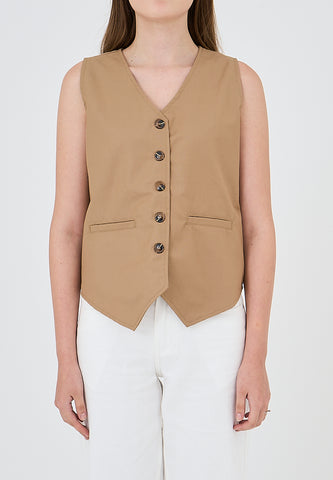 Mossimo Claudia Almond Brown Sleeveless Vest Top