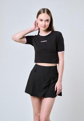 Mossimo Asha Black Retro Cropped Fit Tee