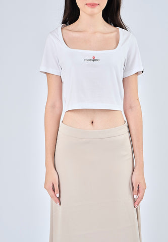 Mossimo Shyra White Retro Cropped Fit Tee