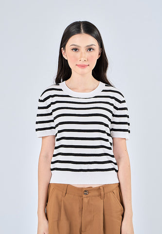 Mossimo Loralyn Black White Cropped Fashion Top