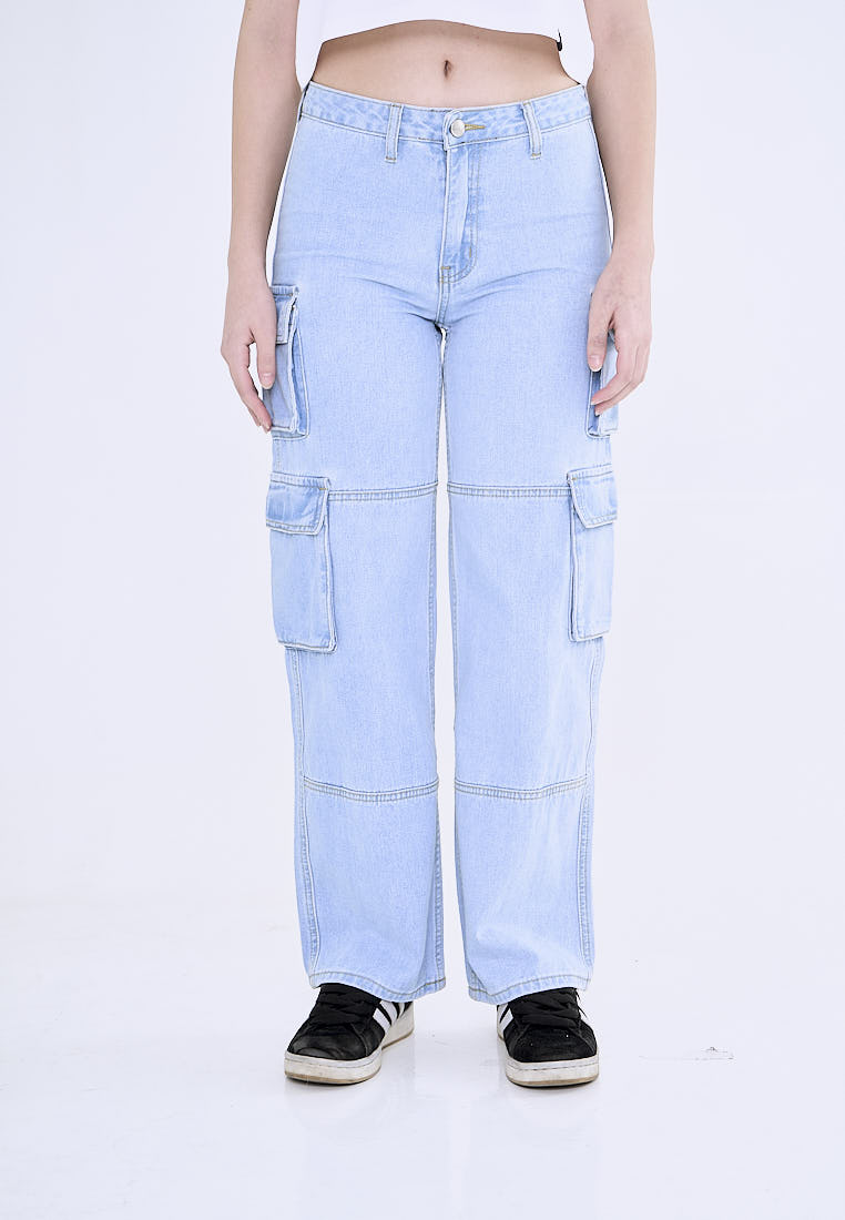 Mossimo Kaia Light Blue Wide-Leg Mid Cargo Pants