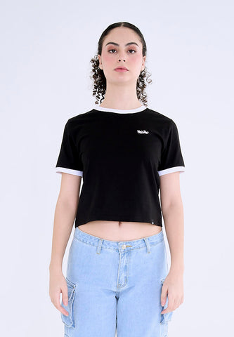 Mossimo Fiona Black Classic Crop Fit Tee