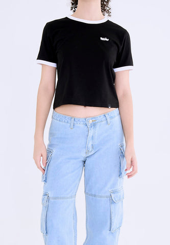 Mossimo Fiona Black Classic Crop Fit Tee