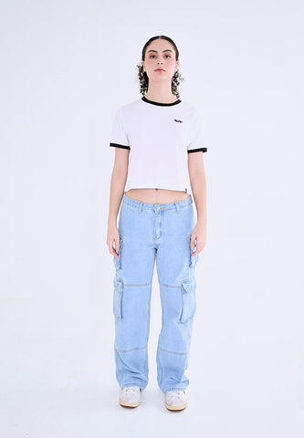 Mossimo Fiona White Classic Crop Fit Tee