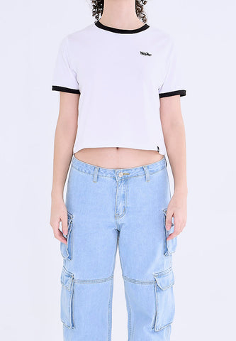 Mossimo Fiona White Classic Crop Fit Tee