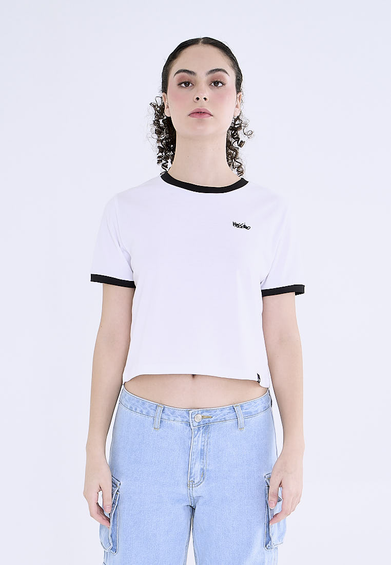 Mossimo Fiona White Classic Crop Fit Tee