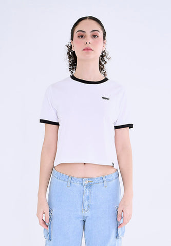 Mossimo Fiona White Classic Crop Fit Tee