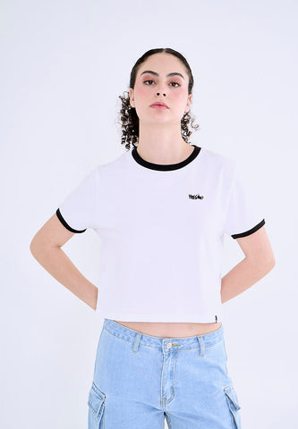 Mossimo Fiona White Classic Crop Fit Tee