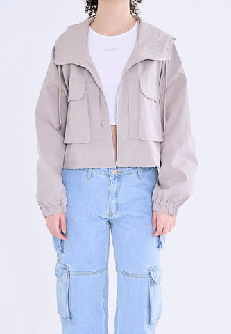 Mossimo Leandra Gray Cropped Cargo Jacket