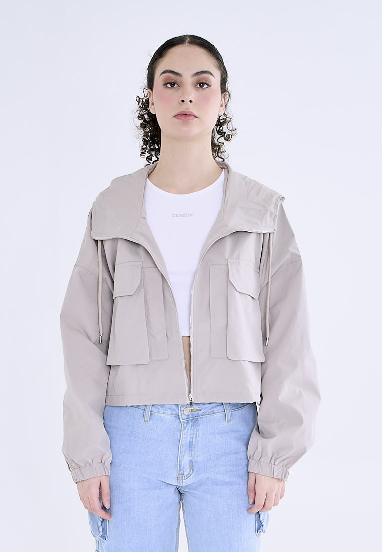 Mossimo Leandra Gray Cropped Cargo Jacket