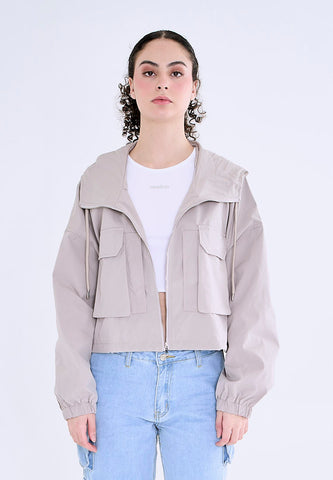 Mossimo Leandra Gray Cropped Cargo Jacket