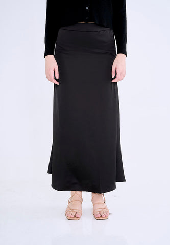 Mossimo Ayla Black A-Line Silk Long Skirt