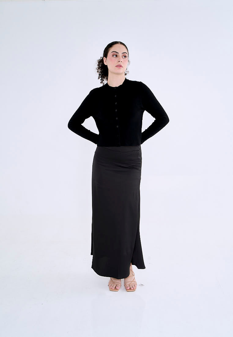 Mossimo Ayla Black A-Line Silk Long Skirt