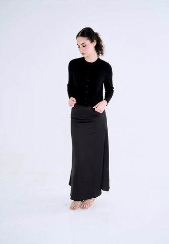 Mossimo Ayla Black A-Line Silk Long Skirt