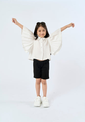 Mossimo Kids Celestia White Woven Pleated Sleeves Crop Shirt