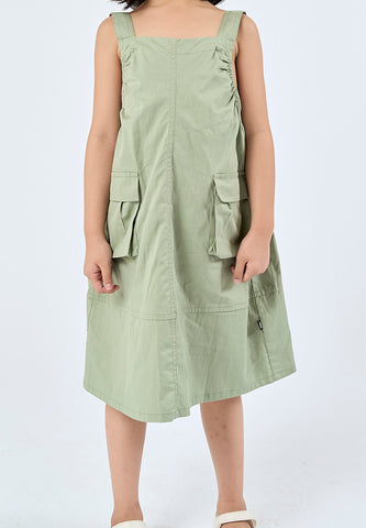 Mossimo Kids Maxine Paradise Green Patched Pocket Jumper Dress