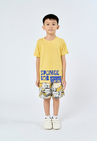 Mossimo Kids Spongebob Blazing Yellow Basic Tshirt with Flocking Print