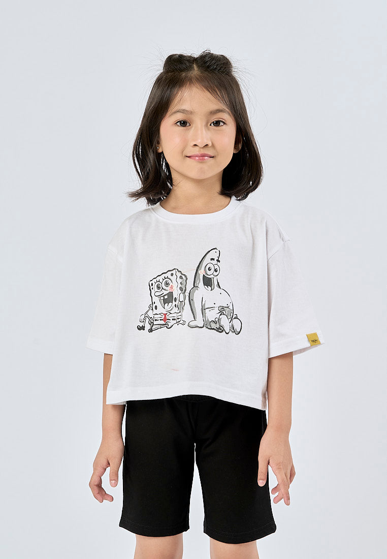 Mossimo Kids White Spongebob Loose Cropped Tshirt