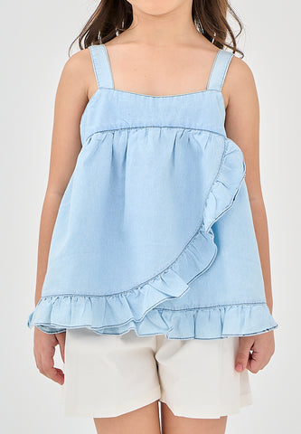 Mossimo Kids Yvette Light Blue Ruffle Hem Cami Top