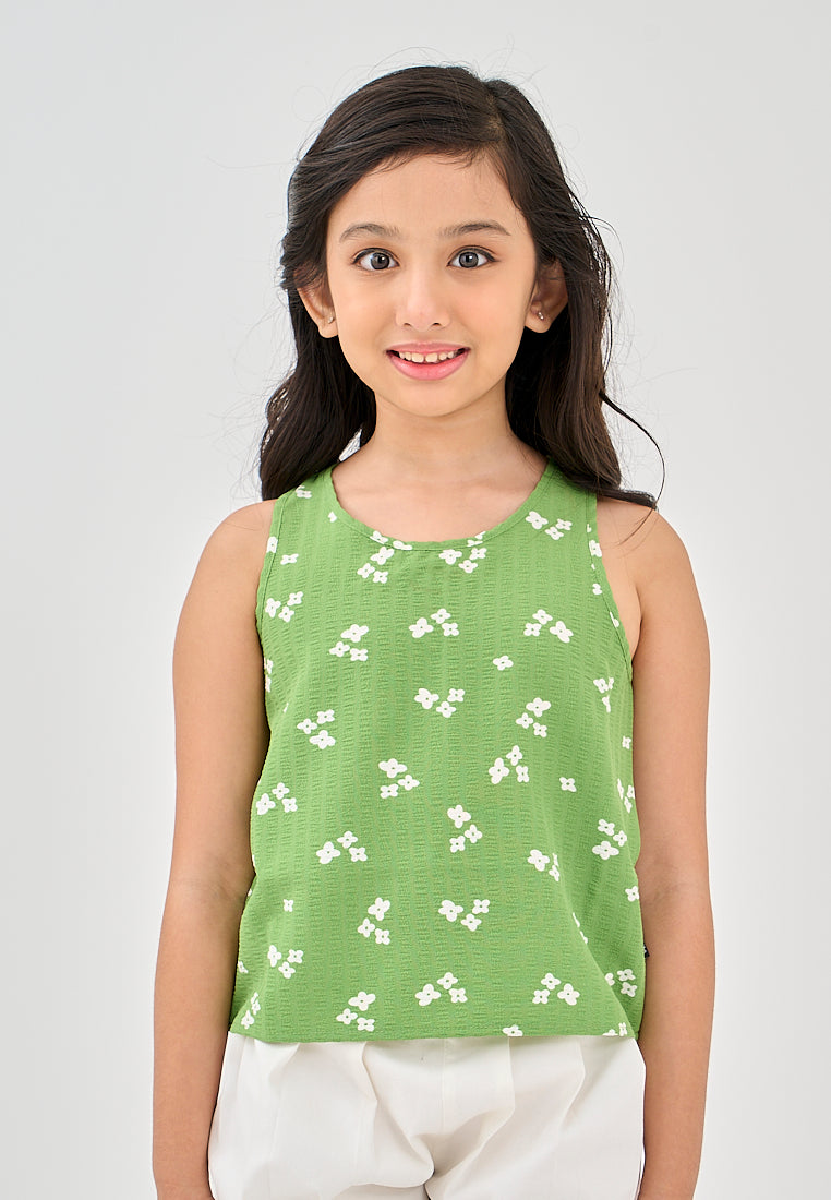 Mossimo Kids Jamaica Paradise Green Flowy Round neck Top