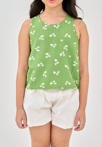 Mossimo Kids Jamaica Paradise Green Flowy Round neck Top