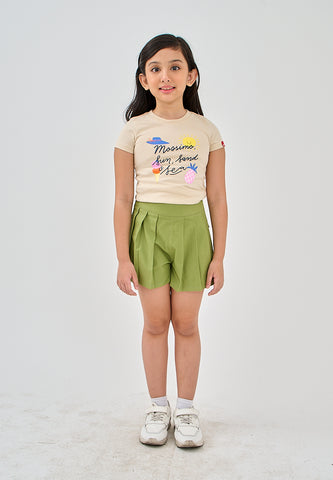 Mossimo Kids Zalia Paradise Green Pleated Twill Shorts